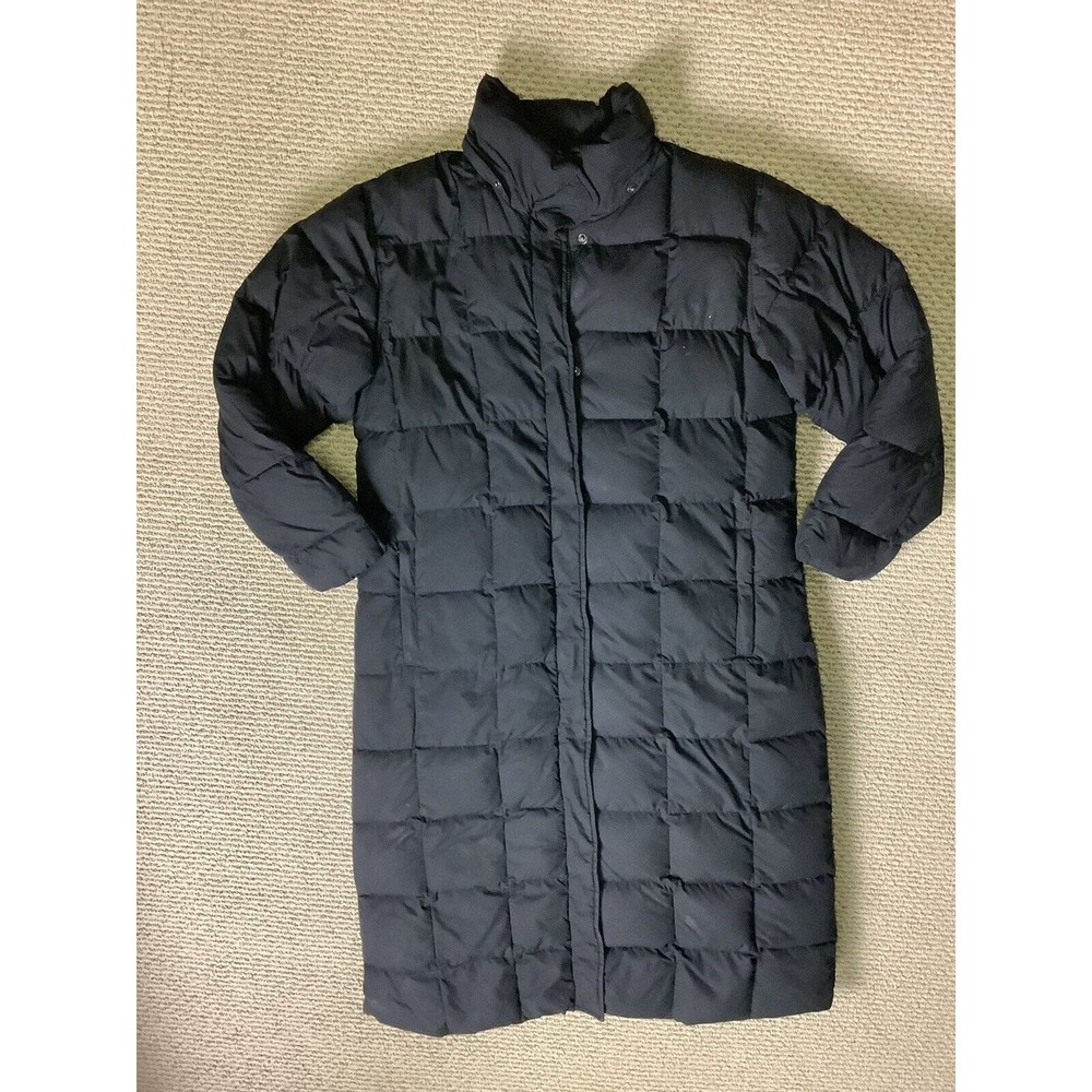 LANDS' END Long Down-Filled Black Coat - Size L 14-16 Regular